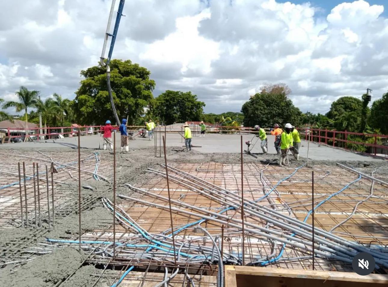 Large concrete deck pour