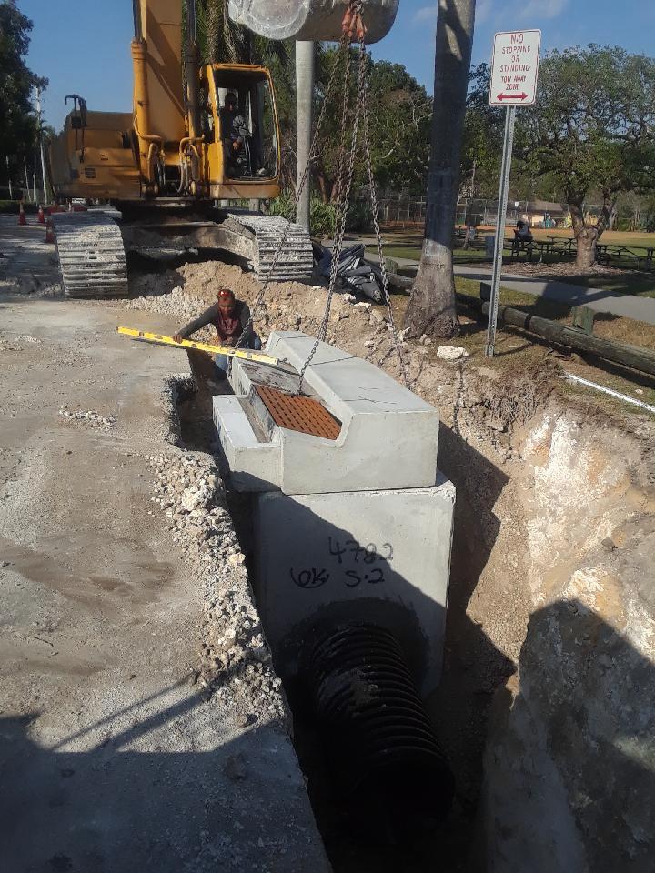 Stormwater structure being installed
