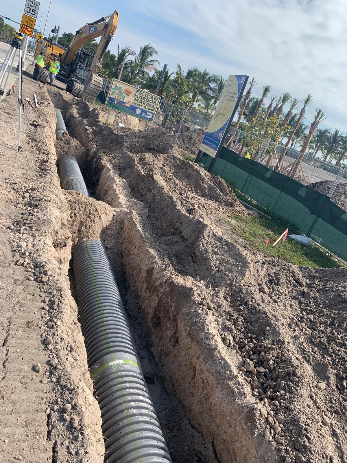 Underground drainage pipe installation